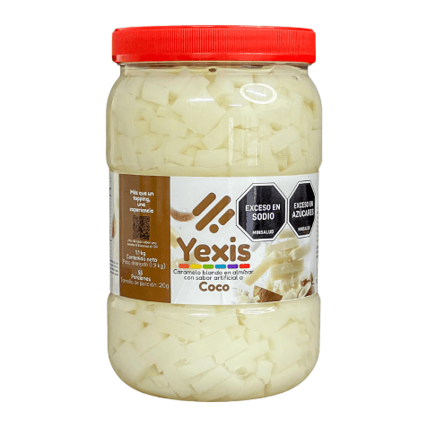 Tarro Yexis Coco 1100g — jellys para bubble tea, fondo blanco
